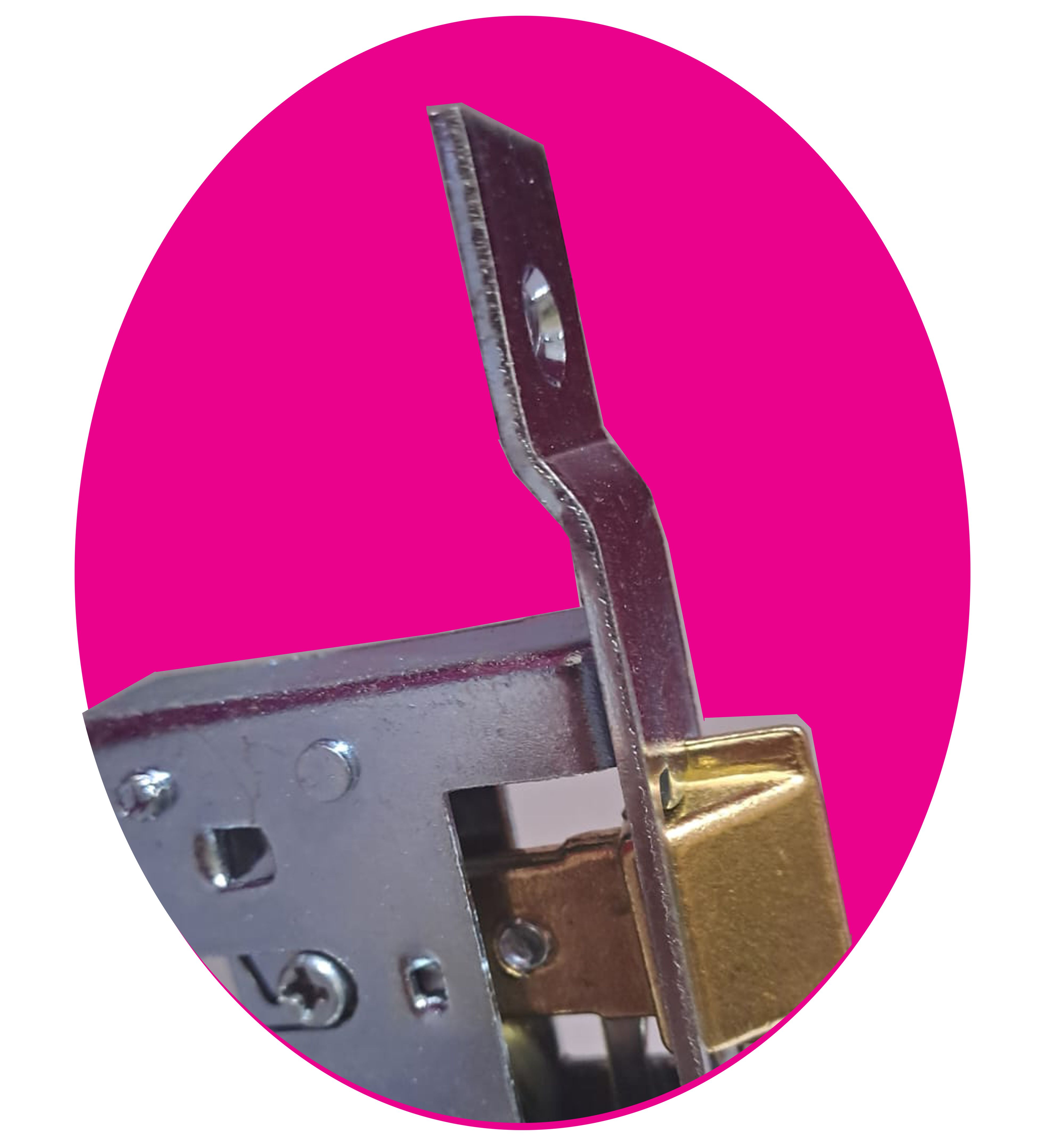 cerradura caja de 40, frente y contra frente de 16mm con mueca adaptable a perfil de aluminio